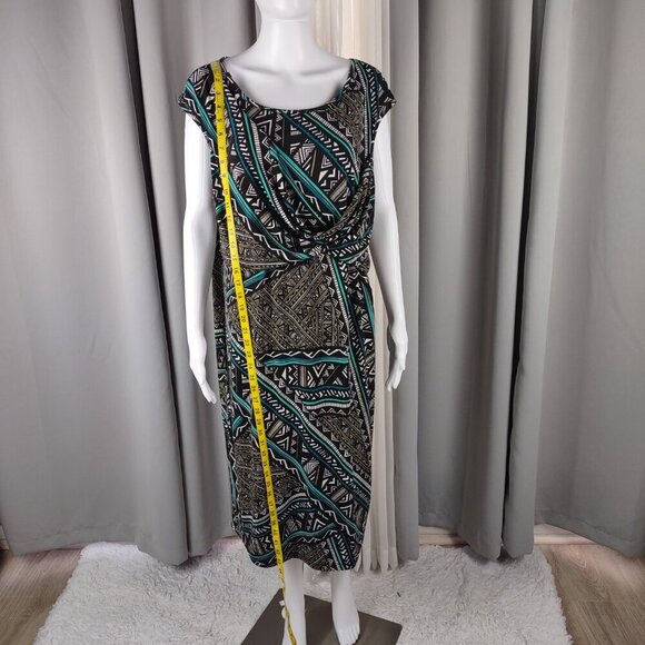 Cato Geometric Tribal Print Cap Sleeve Draped Midi Dress Size Plus Size 18/20W - Picture 6 of 12